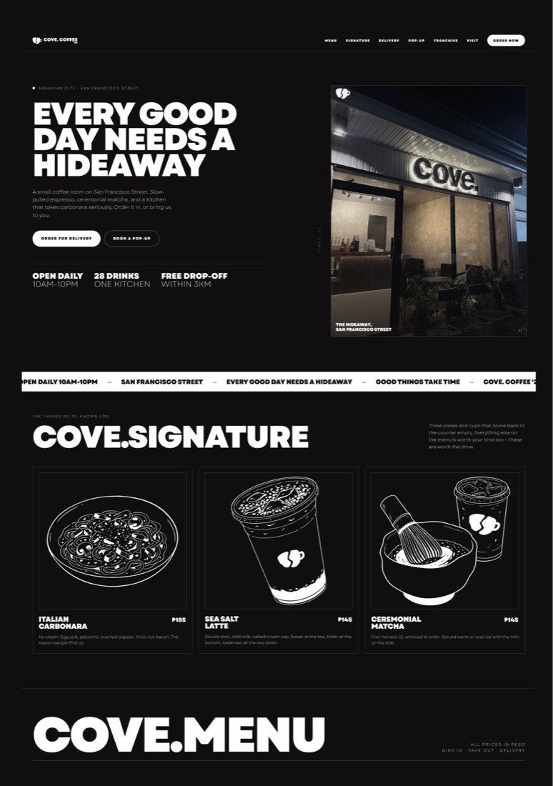 Cove Coffee website design by psst.studio