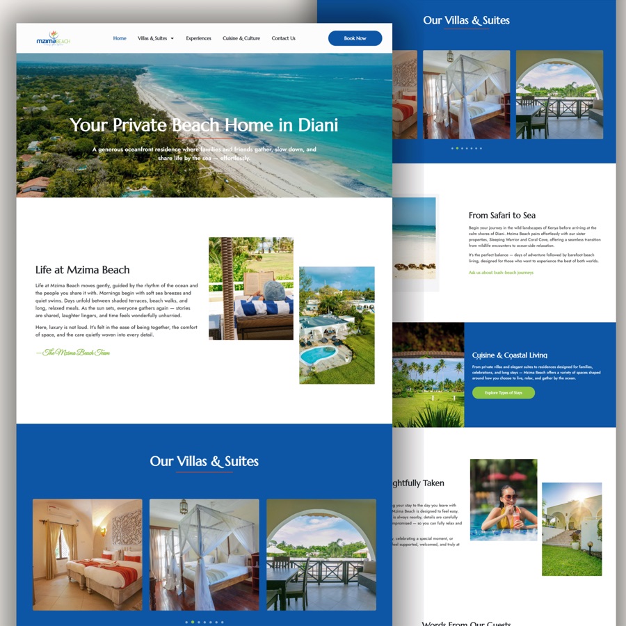 beach resort website design sample
